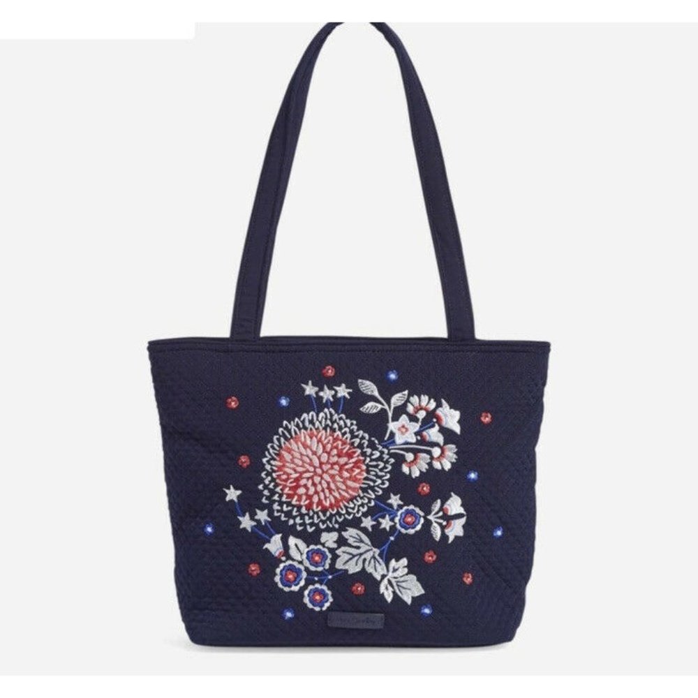 NWT Small Vera Tote Bag in Microfiber - Navy
